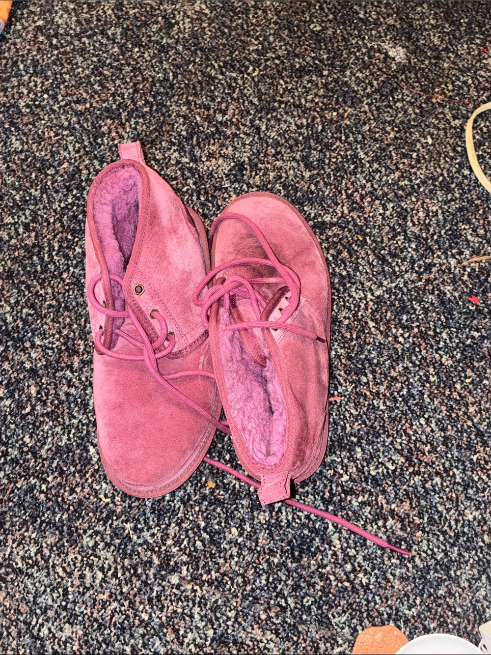 Women's Suede Lace-Up Booties in Berry